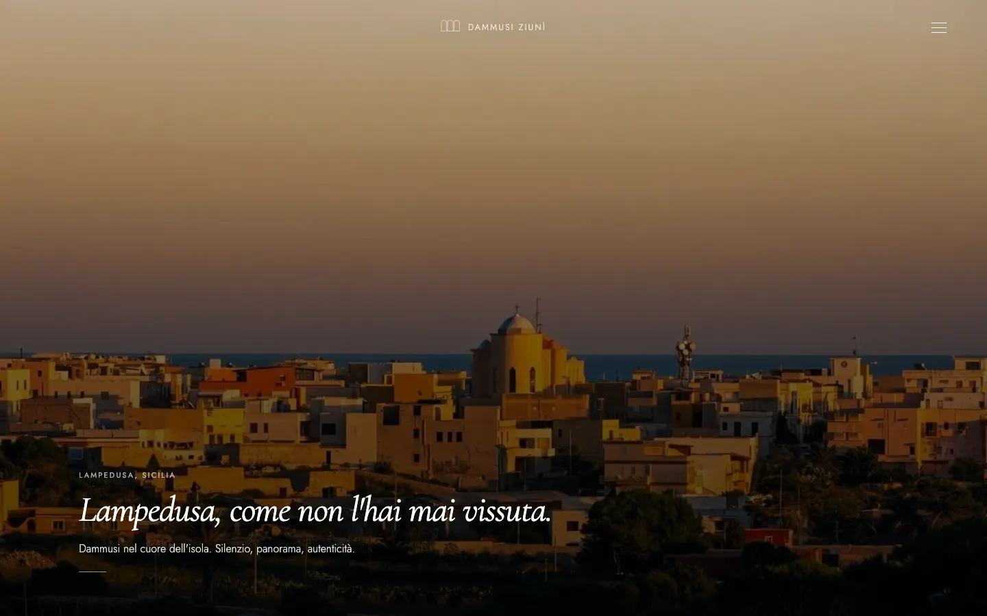 Sito di Dammusi Ziunì, case vacanza a Lampedusa, su desktop